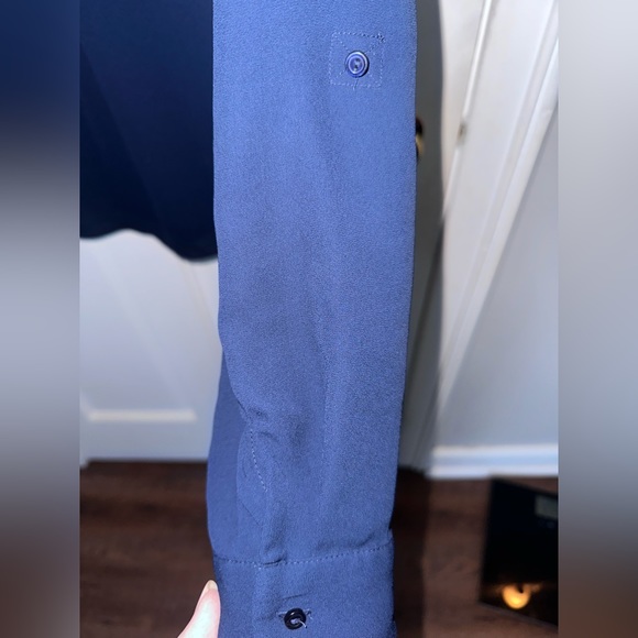 The Limited V-Neck Blouse in navy blue. - Picture 4 of 4